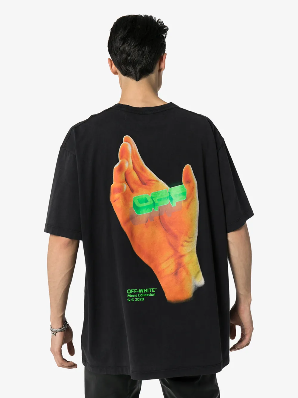 OFF-WHITE OFF-WHITE LOGO HAND PRINT COTTON T-SHIRT,OMAA038R20185013108814584629