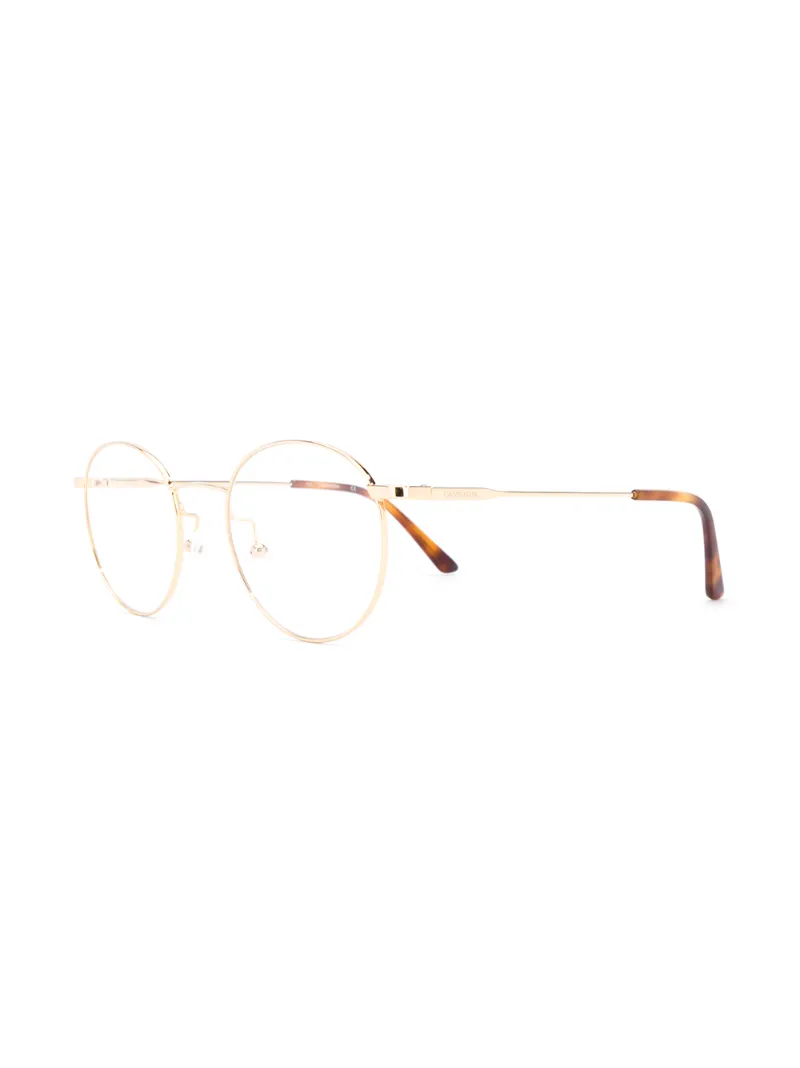 Calvin Klein Round-frame Tortoiseshell Glasses In Gold