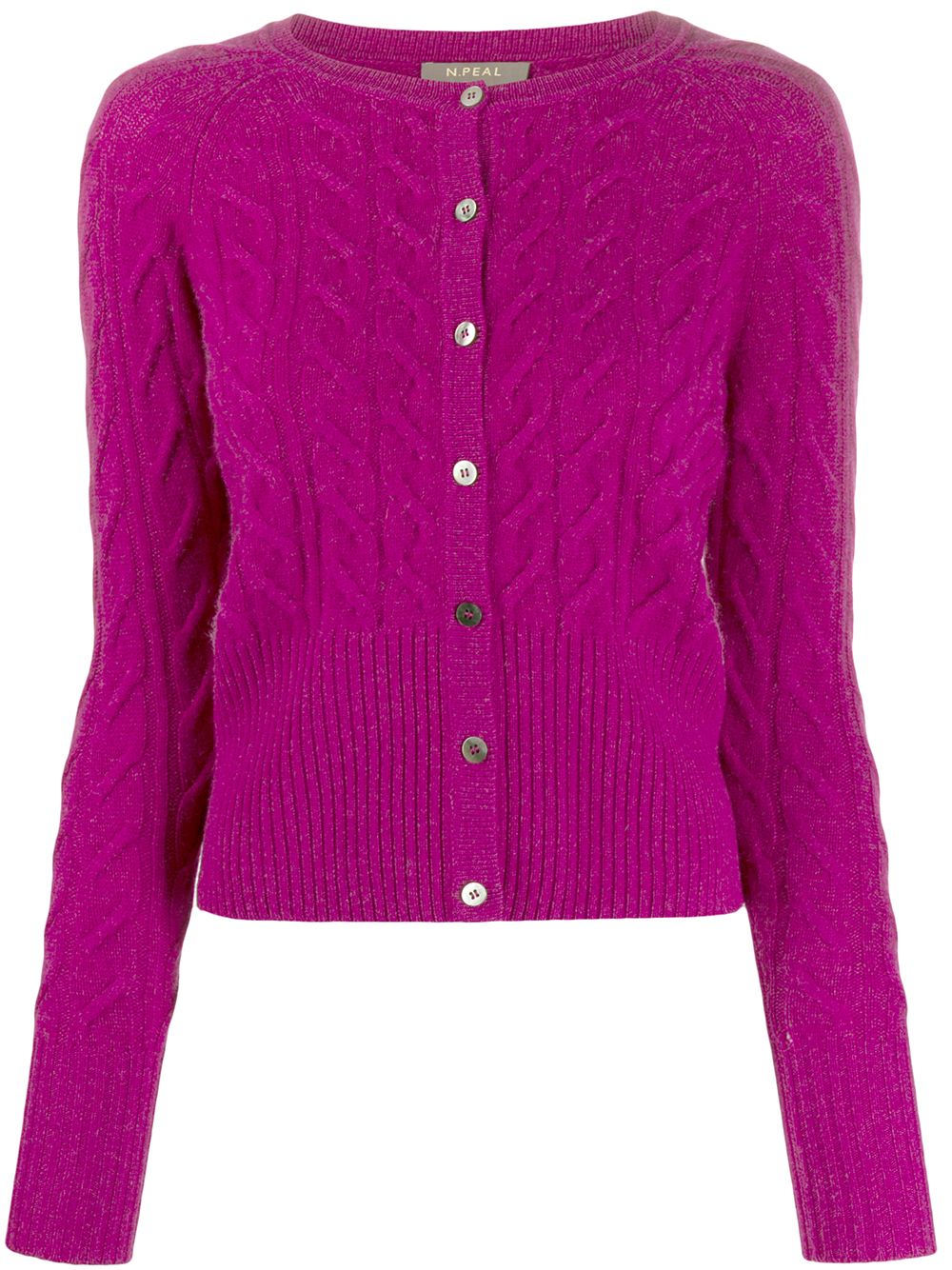 N•peal Cable Knit Cardigan In Purple