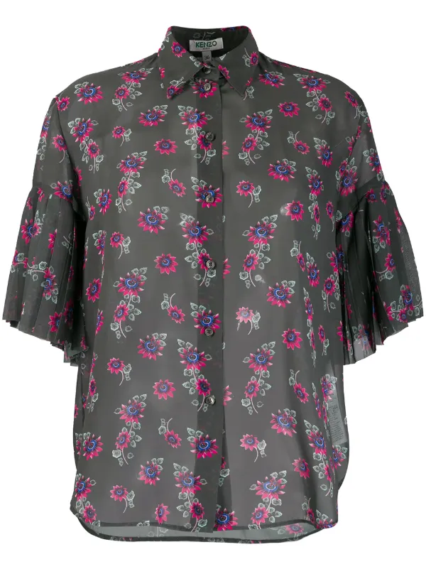 sheer flower shirt