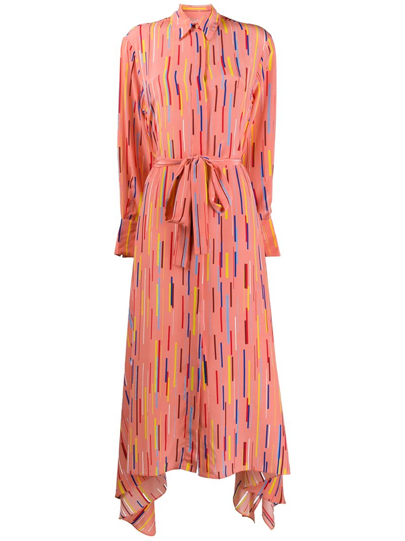 Chinti & Parker Striped Asymmetric Dress In Pink