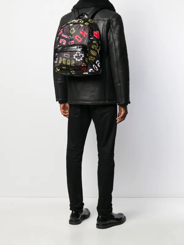 DSQUARED2 Icon Print Backpack | Black | FARFETCH display picture 1