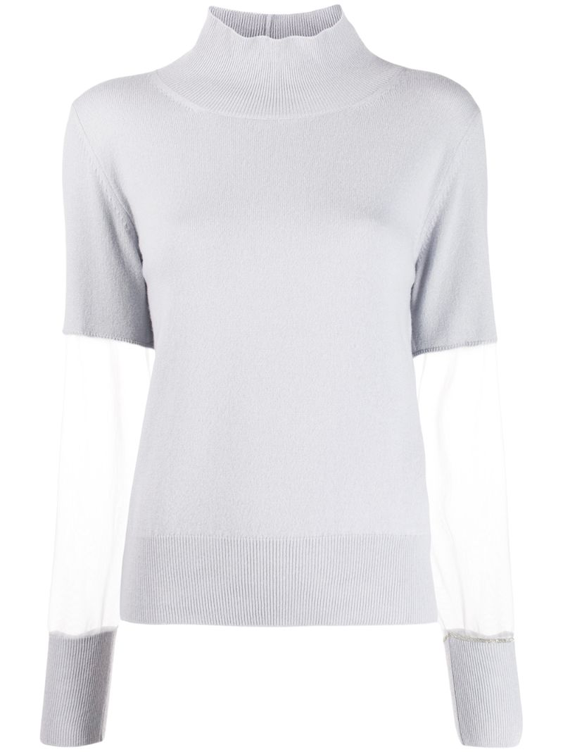 Fabiana Filippi Sheer Sleeve Jumper In Grey