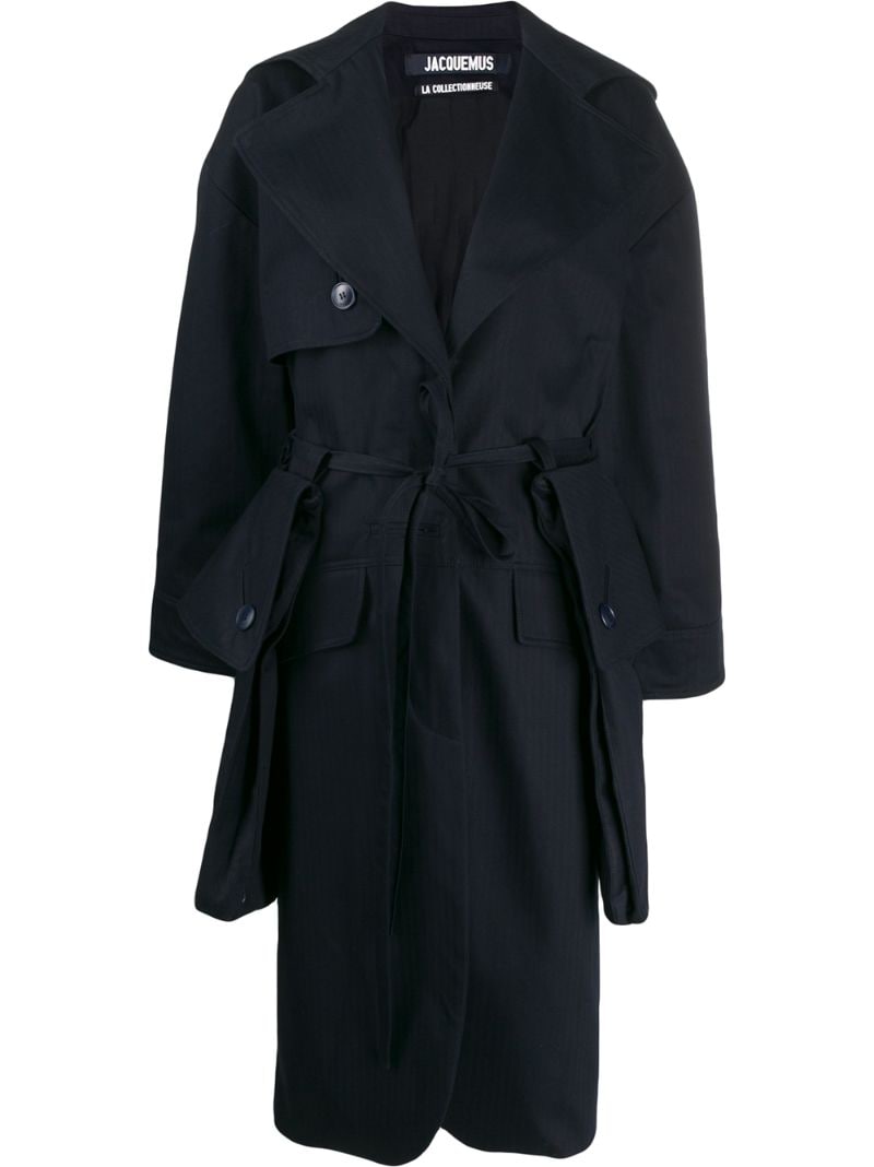 Jacquemus Le Manteau Bagli Belted Herringbone Cotton Trench Coat In ...