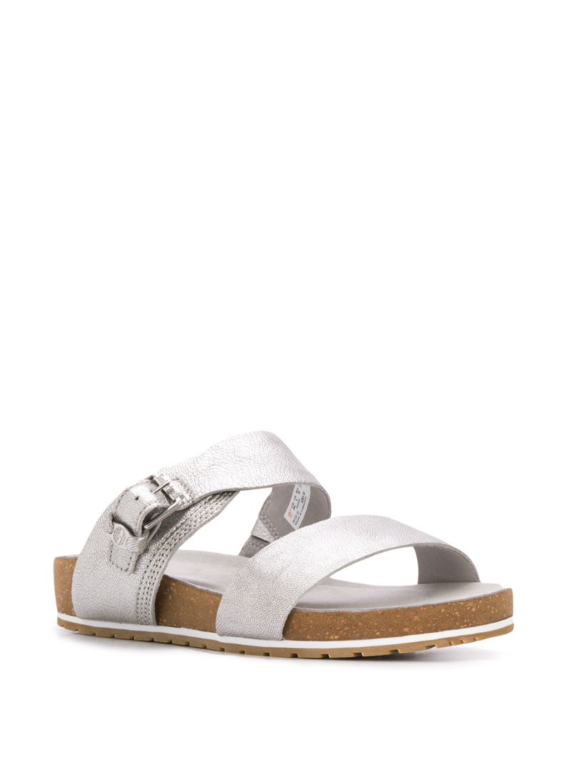 Shop Timberland Two Strap Sandals In Silver