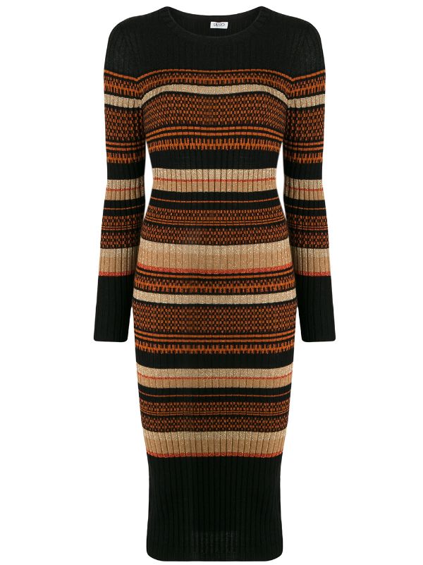 striped knit midi dress