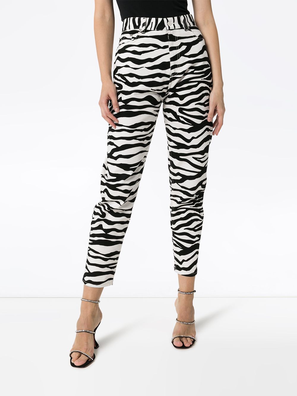 фото Attico zebra stripe slim leg cotton trousers