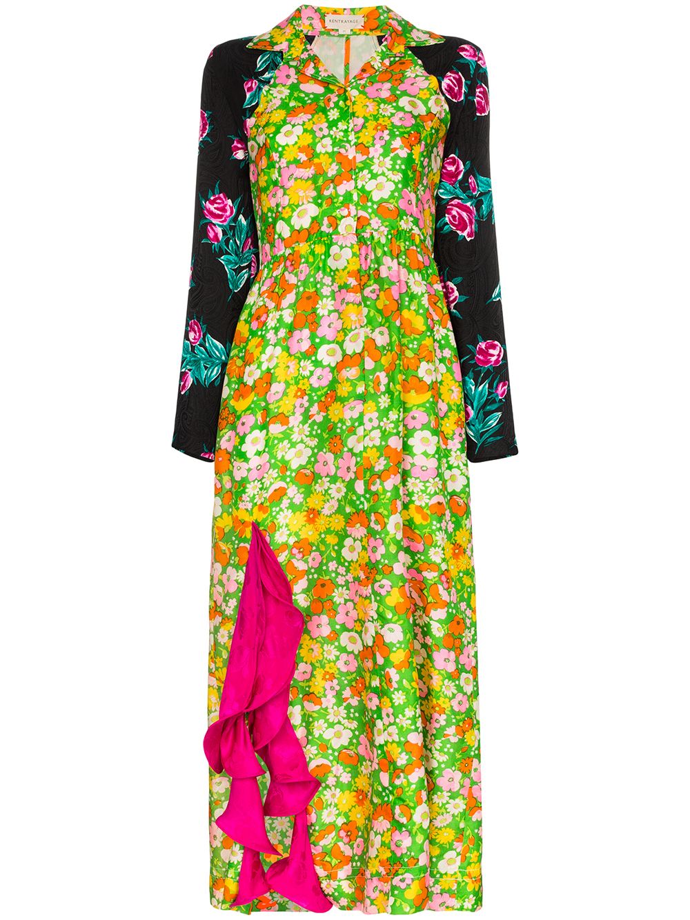 Shop Rentrayage Palm Beach Fiesta Floral Dress In Green