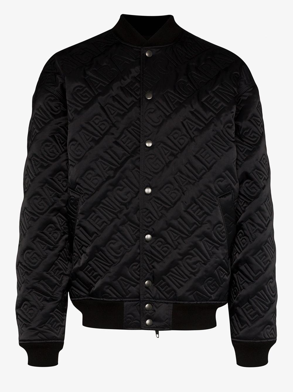Balenciaga Oversized Logo-embossed Satin Bomber Jacket In Black | ModeSens