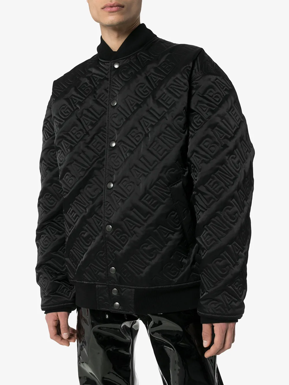 BALENCIAGA QUILTED EMBROIDERED LOGO BOMBER JACKET,606756TGO0414590671