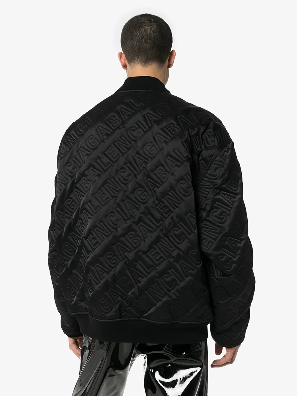 BALENCIAGA QUILTED EMBROIDERED LOGO BOMBER JACKET,606756TGO0414590671