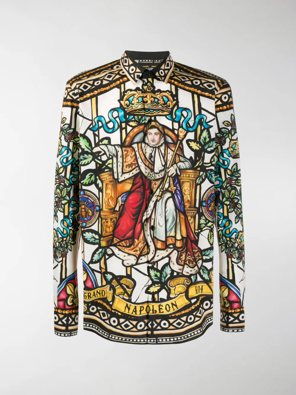 DOLCE & GABBANA KING'S AGE-PRINTED COTTON SHIRT,G5EJ1THP5ZS14590758
