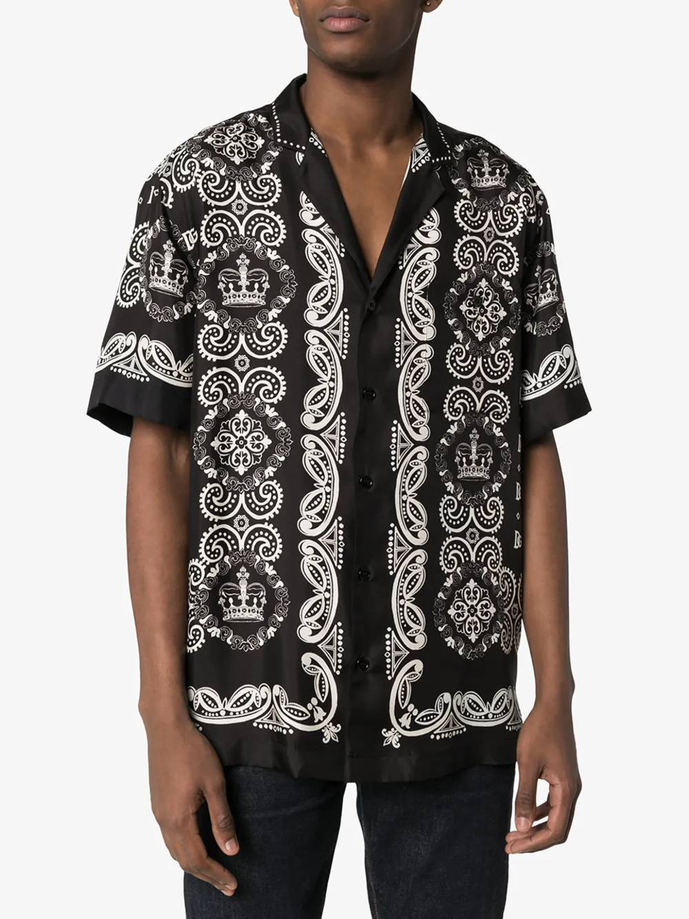 DOLCE & GABBANA BANDANA PRINT SILK SHIRT,G5GX2TFI1KX14590869