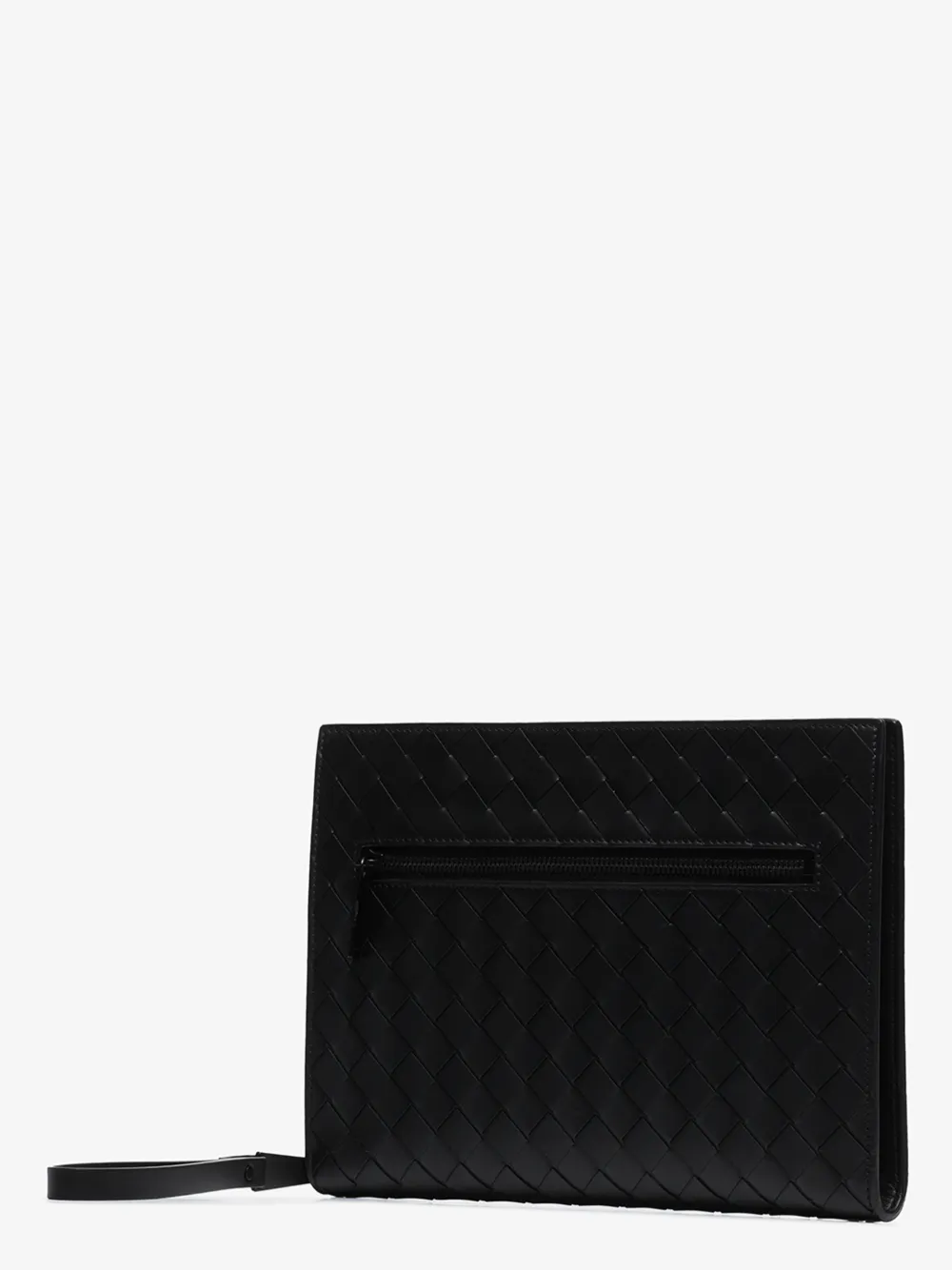 BOTTEGA VENETA BLACK INTRECCIATO LEATHER POUCH BAG,60105614590879