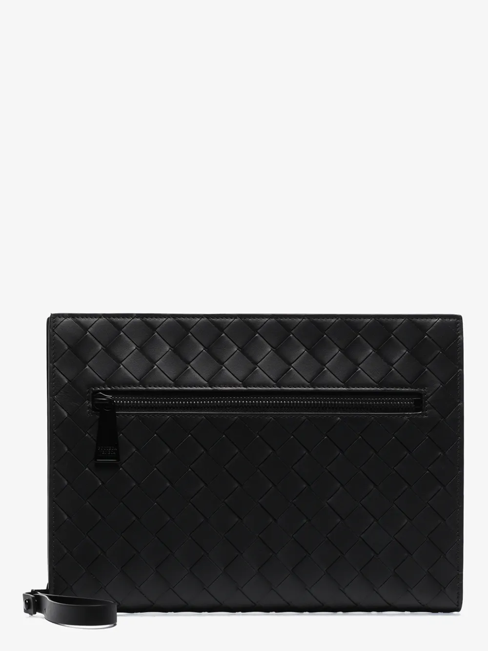 BOTTEGA VENETA BLACK INTRECCIATO LEATHER POUCH BAG,60105614590879