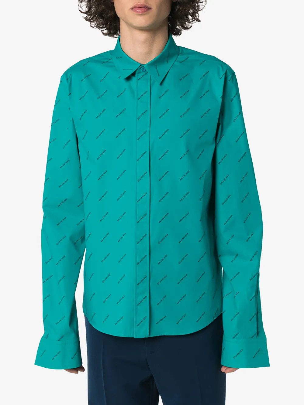 BALENCIAGA LOGO PRINT COTTON SHIRT,602317TBL9614590922