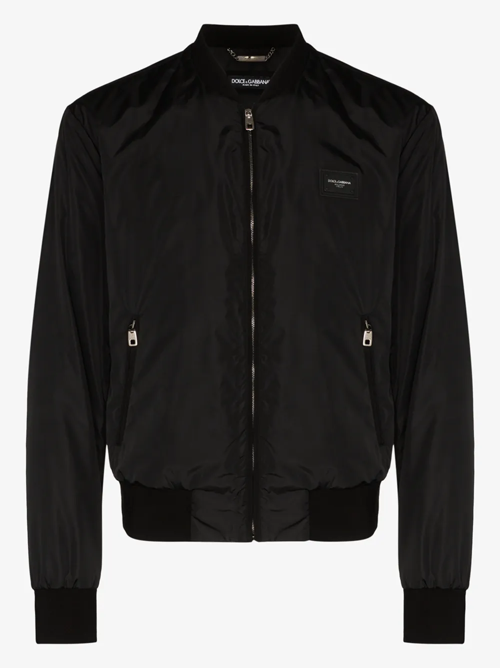 Dolce & Gabbana Dolce&gabbana's Silver-plaque Completes The Design Of This Bomber Jacket For An Auth In Black