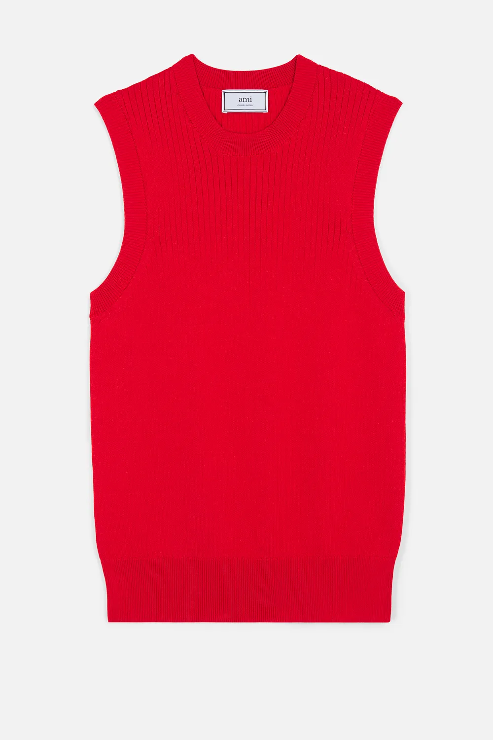 Click to view more detailed imagery on our partner's website Ami Alexandre Mattiussi Wide-Ribbed Knit Vest In Red
