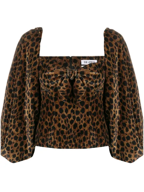 ATTICO LEOPARD PRINT BALLOON SLEEVE TOP