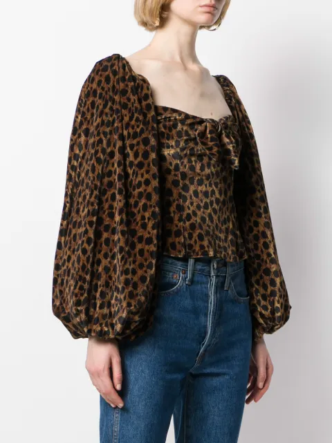 ATTICO LEOPARD PRINT BALLOON SLEEVE TOP