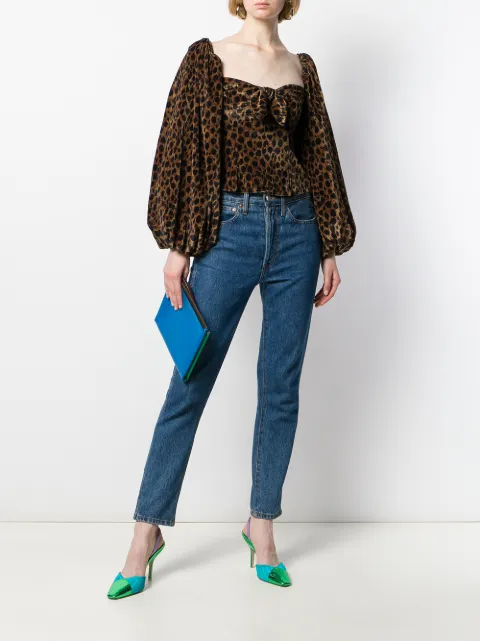 ATTICO LEOPARD PRINT BALLOON SLEEVE TOP