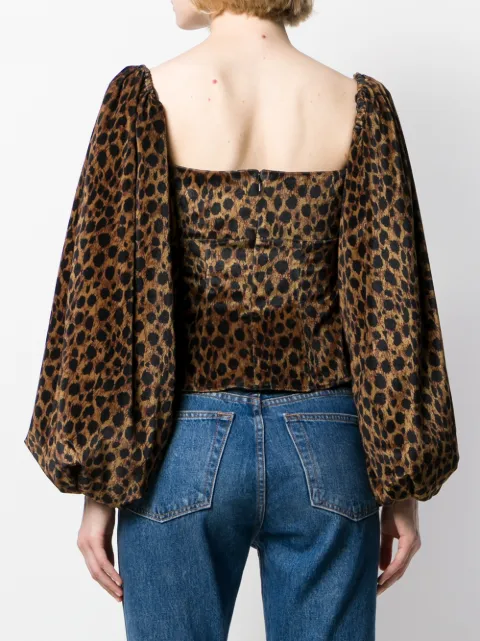 ATTICO LEOPARD PRINT BALLOON SLEEVE TOP
