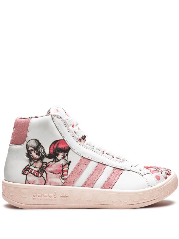 Shop white \u0026 pink adidas Adicolor Hi P 2 W sneakers with Express Delivery -  Farfetch