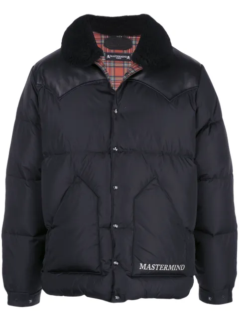 Mastermind Japan leather-panelled puffer coat