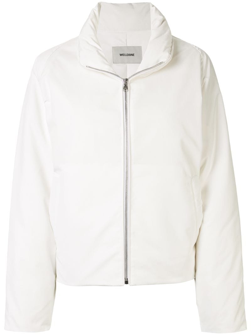 We11 Done High Neck Down Blouson Jacket In White