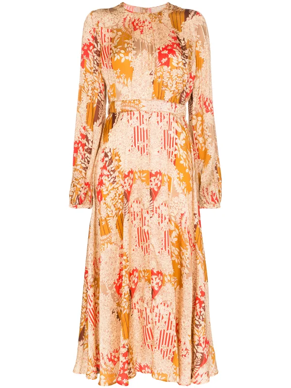 floral pleated midi dress