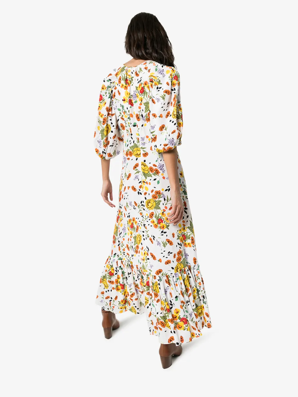 BYTIMO FLORAL PRINT FLARED HEM DRESS,201055514592985