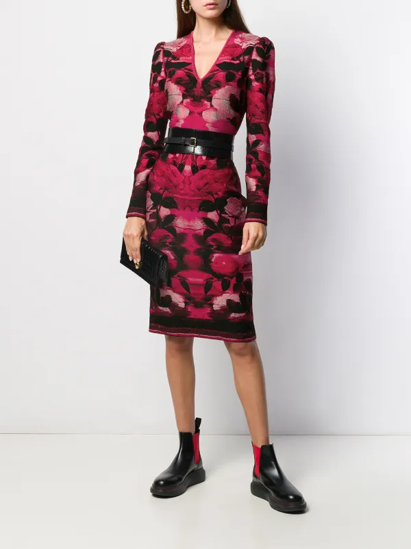 rose jacquard dress
