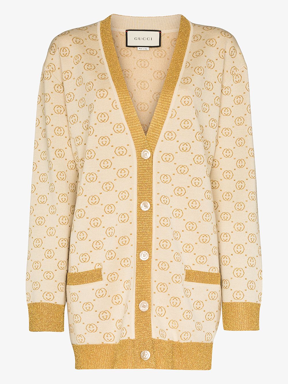 Gucci Gg Pattern Buttoned Cardigan In Neutrals