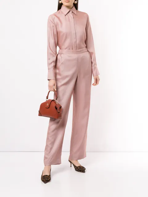 BOUGUESSA HOUNDSTOOTH PRINT WIDE LEG TROUSERS