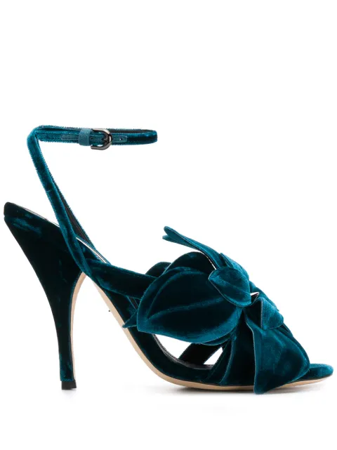 Marco De Vincenzo flower appliqué velvet sandals