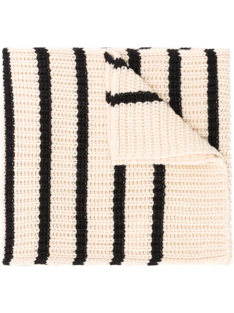 ESSENTIEL ANTWERP RIBBED-KNIT STRIPED SCARF