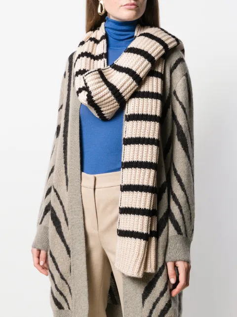 ESSENTIEL ANTWERP RIBBED-KNIT STRIPED SCARF