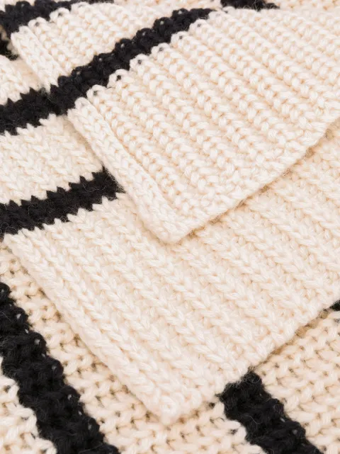 ESSENTIEL ANTWERP RIBBED-KNIT STRIPED SCARF