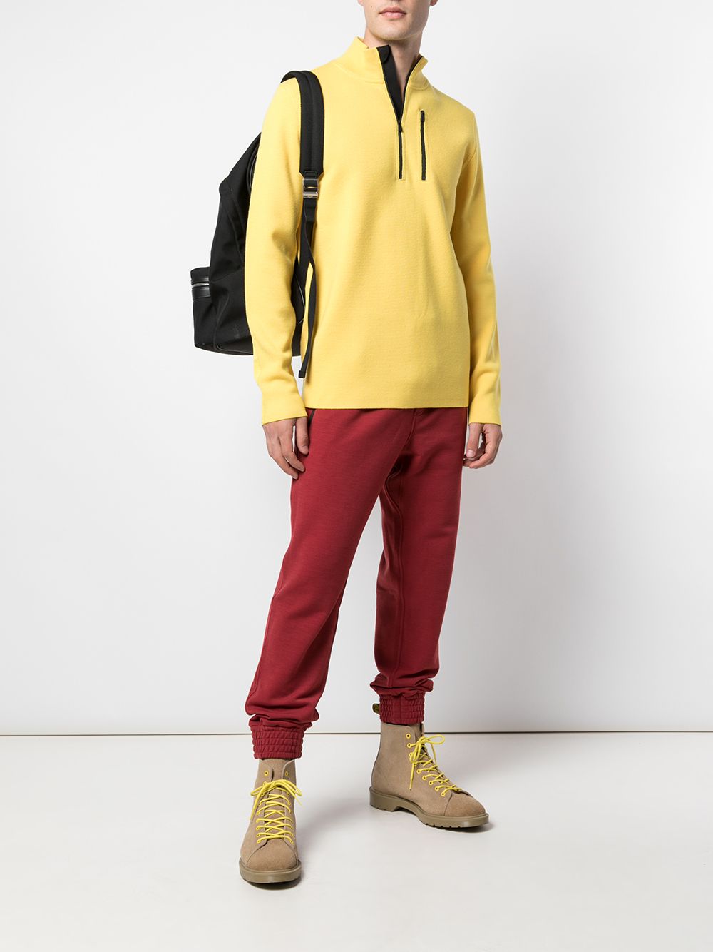 Shop Aztech Mountain Zip Detail High Neck Sweater In Yellow