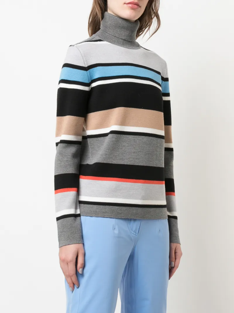 Aztech Mountain 'matterhorn' Striped Turtleneck Sweater In Blue