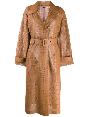 Fendi perforated mesh belted trench