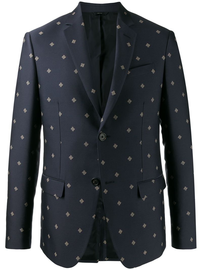 FENDI LOGO EMBROIDERED SLIM BLAZER