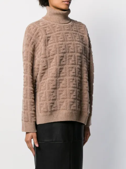 Fendi logo roll neck jumper Clearance