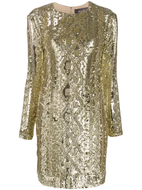 Max Mara sequin embroidered fitted dress