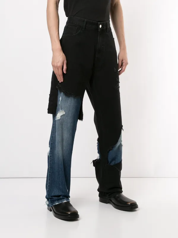 raf simons layered jeans