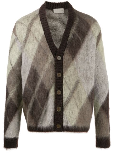 PAURA HORACE ARGYLE KNIT CARDIGAN