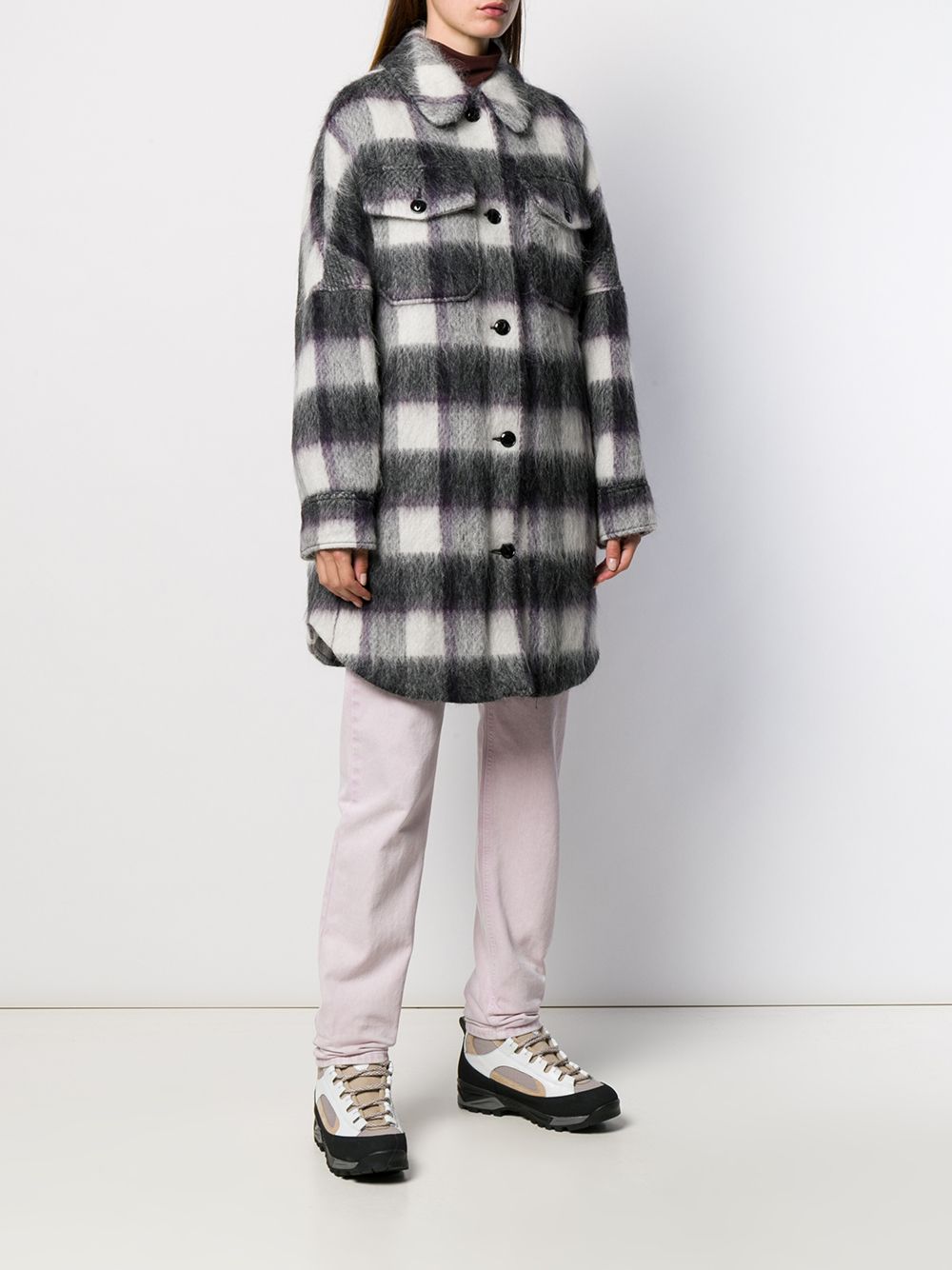 фото Woolrich check print shirt coat