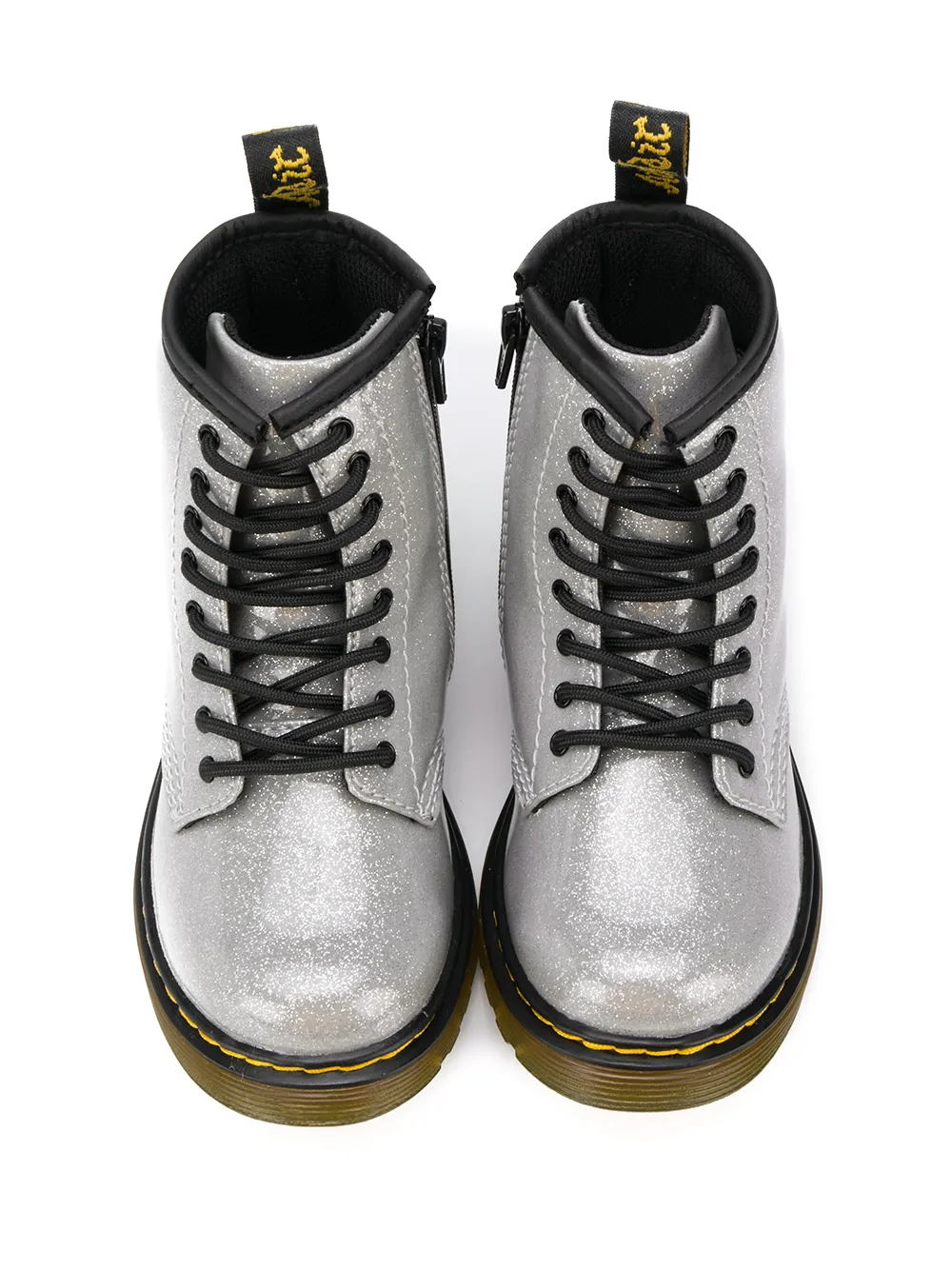 фото Dr. Martens Kids блестящие ботинки на шнуровке