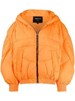 orange oversized puffer jacket