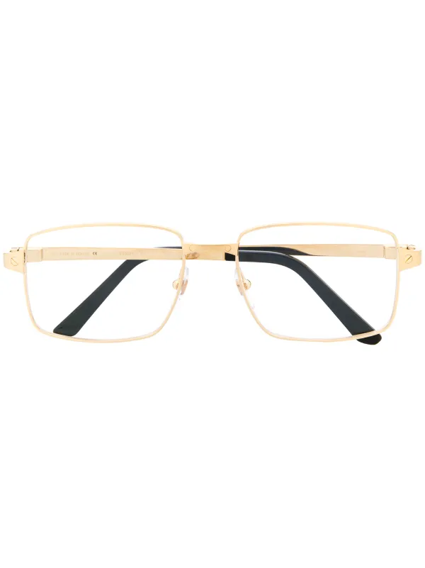 Shop gold Cartier Eyewear thin square 